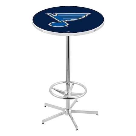 Holland Bar Stool Co 42" Chrome St Louis Blues Pub Table L216C4228STLBlu